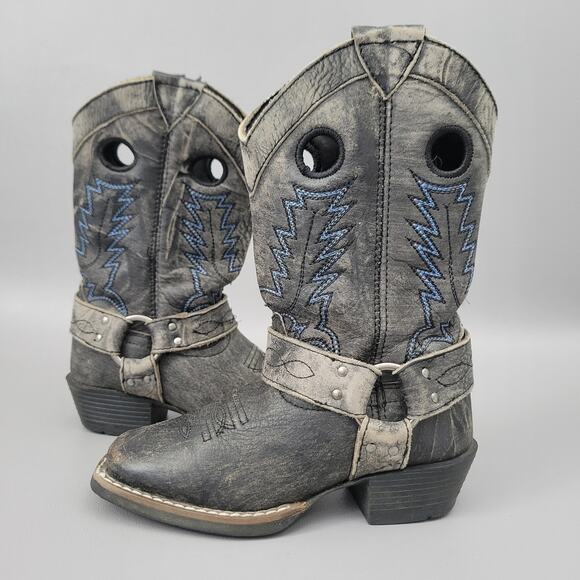 Smoky Mountain Redwood Boot Distressed Leather Kids Cowboy Harness Size 10.5 - Picture 3 of 10